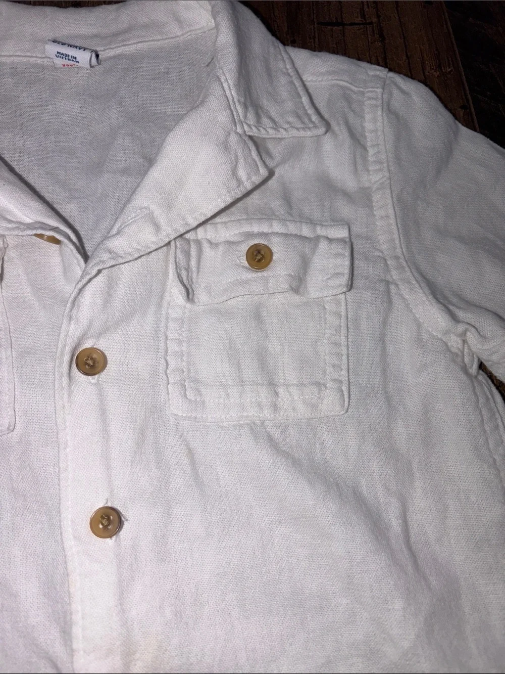 Old Navy Cream Short-Sleeve Button Front Shirt